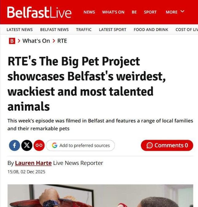 Belfast Live article on the Belfast episode of The Big Pet Project