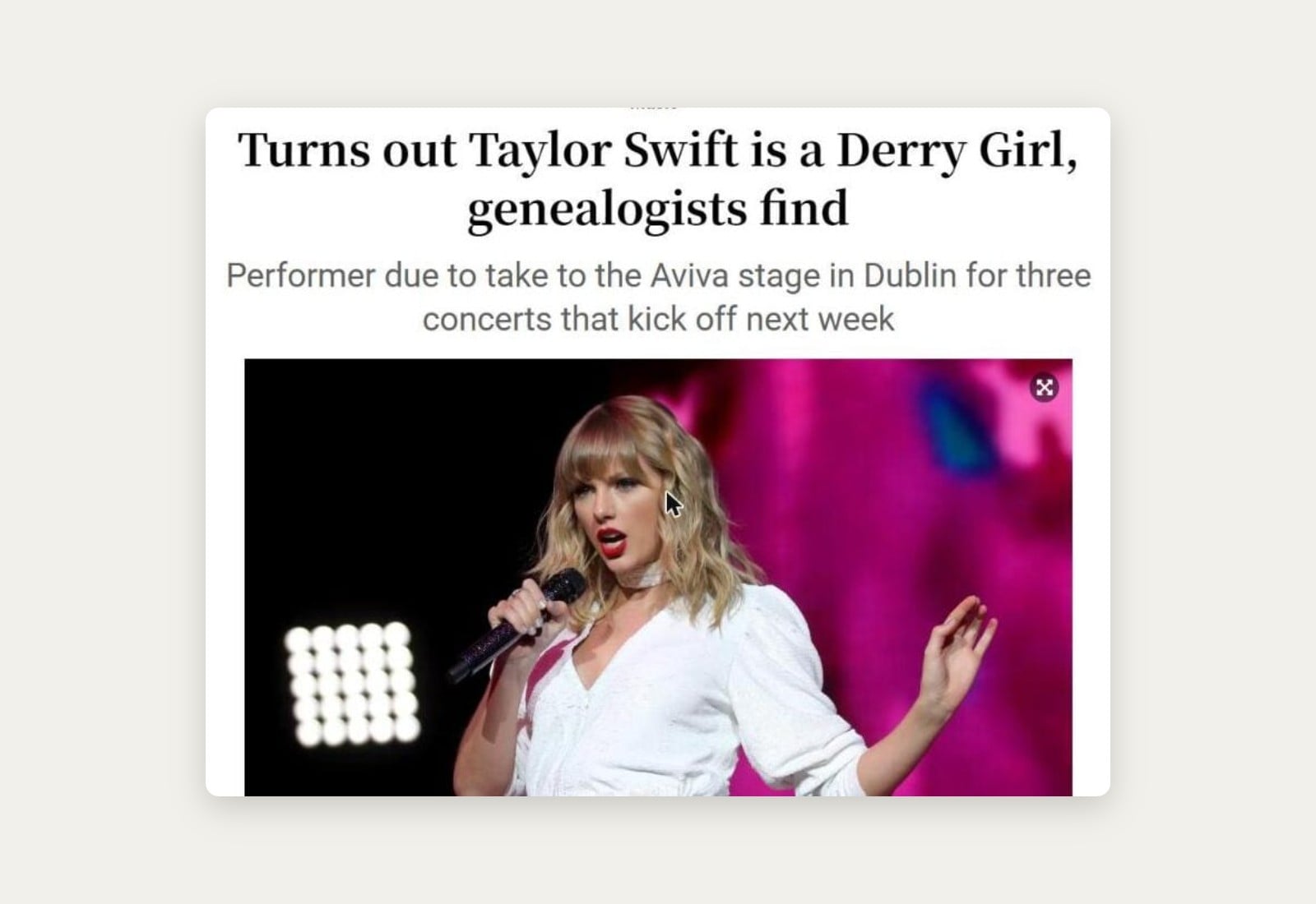 Irish Times coverage of EPIC’s Taylor Swift campaign: Turns out Taylor Swift is a Derry Girl