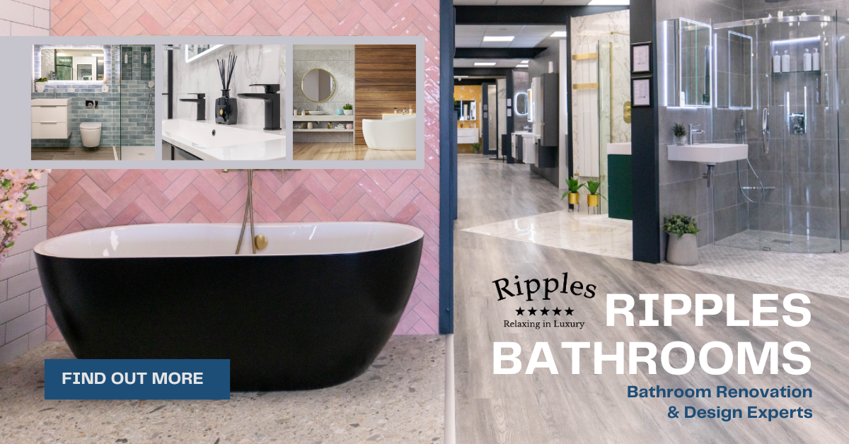 Ripples display ad showing the showroom and bathroom renovation range