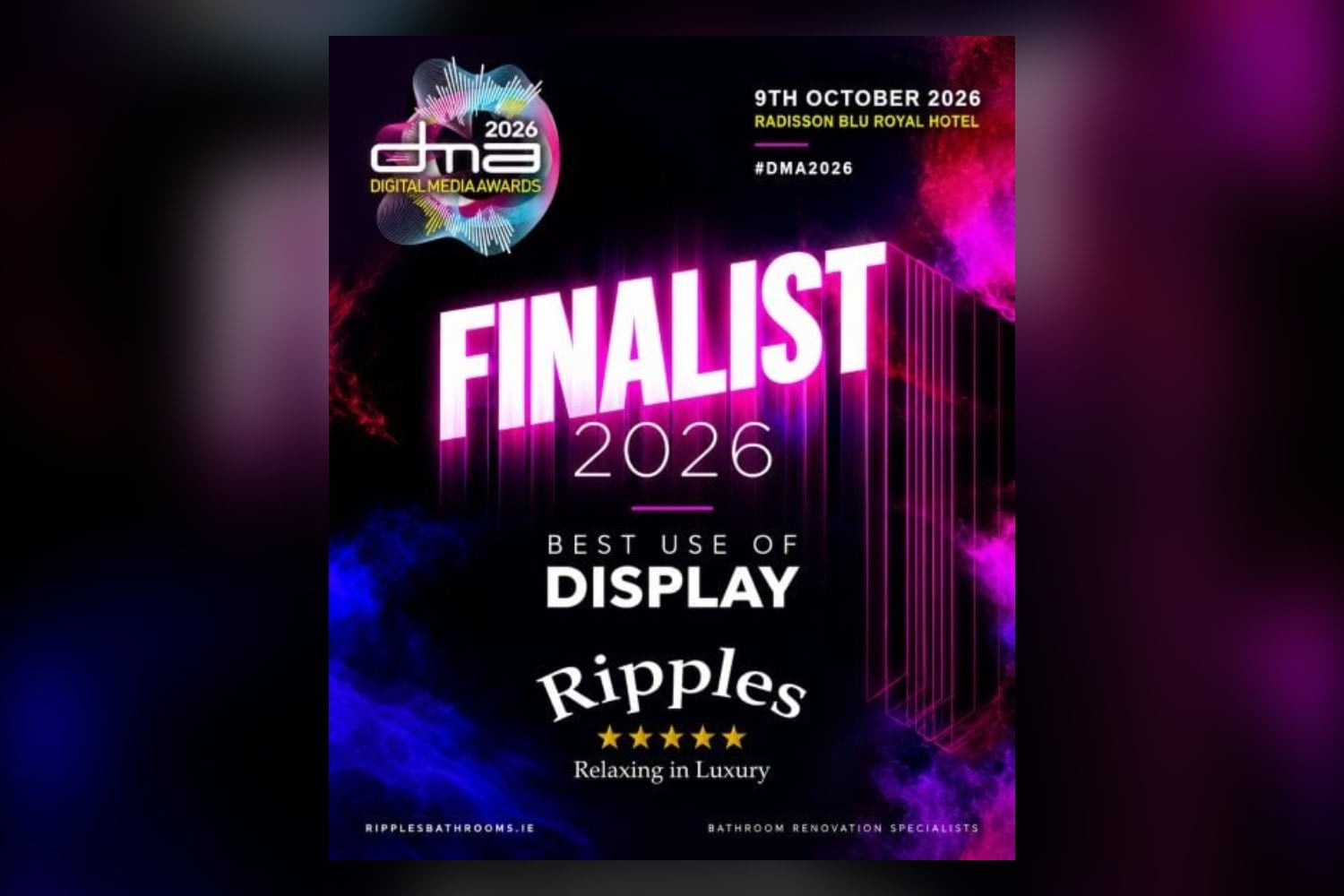 Ripples Bathrooms, Digital Media Awards 2026 finalist for Best Use of Display