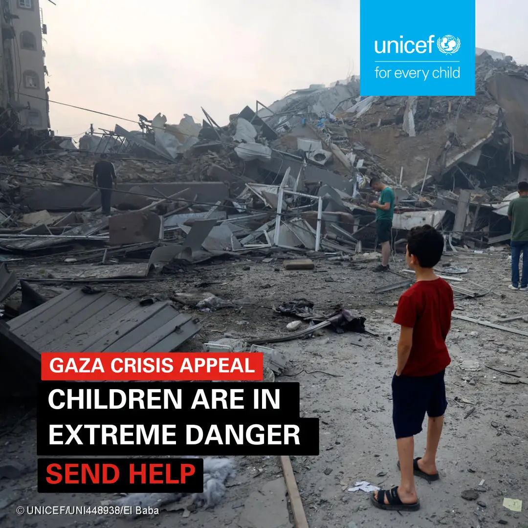 UNICEF Ireland Gaza crisis appeal Meta ad: Children are in extreme danger, send help